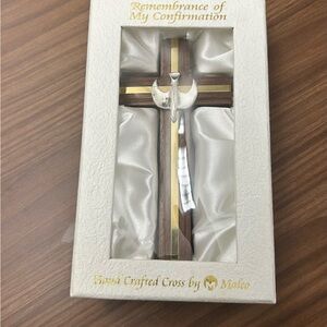 Cross Hand Crafted Confirmation Cross with Silver Dove Accent-